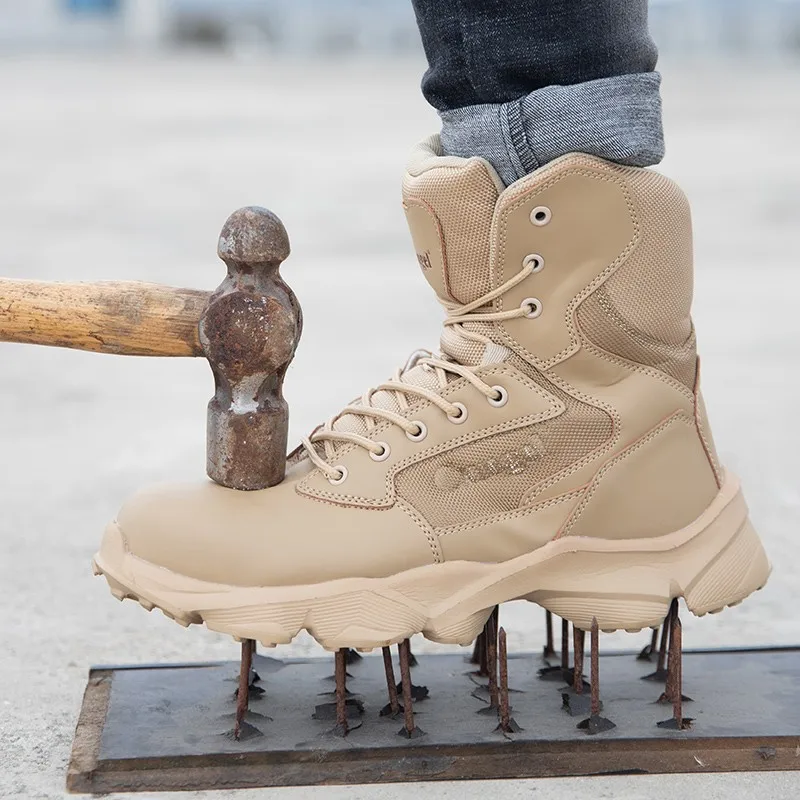 New Work Security Steel Toe Men's Boots Anti-smashing Combat Ankle Boot Military Tactical Desert Boot Army Work Men's Shoes 47