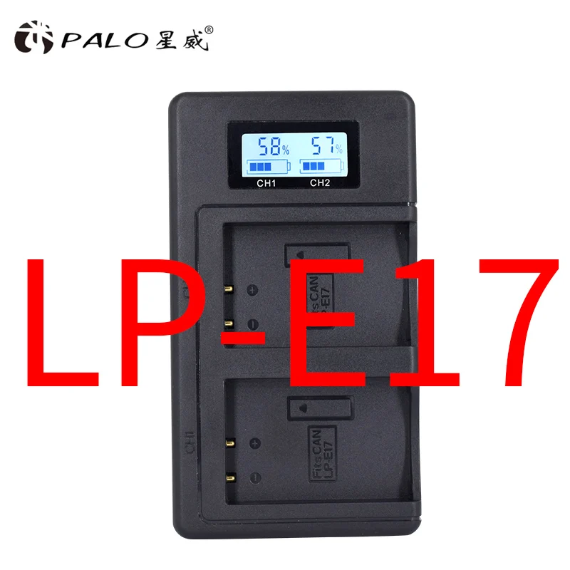PALO цифровой Зарядное устройство LP-E6 LP-E8 LP-E17 NP-FW50 EN-EL15 EL15 ЖК-дисплей дисплей поставляется с USB Камера батарея двойной слот Зарядное устройство - Цвет: LP-E17