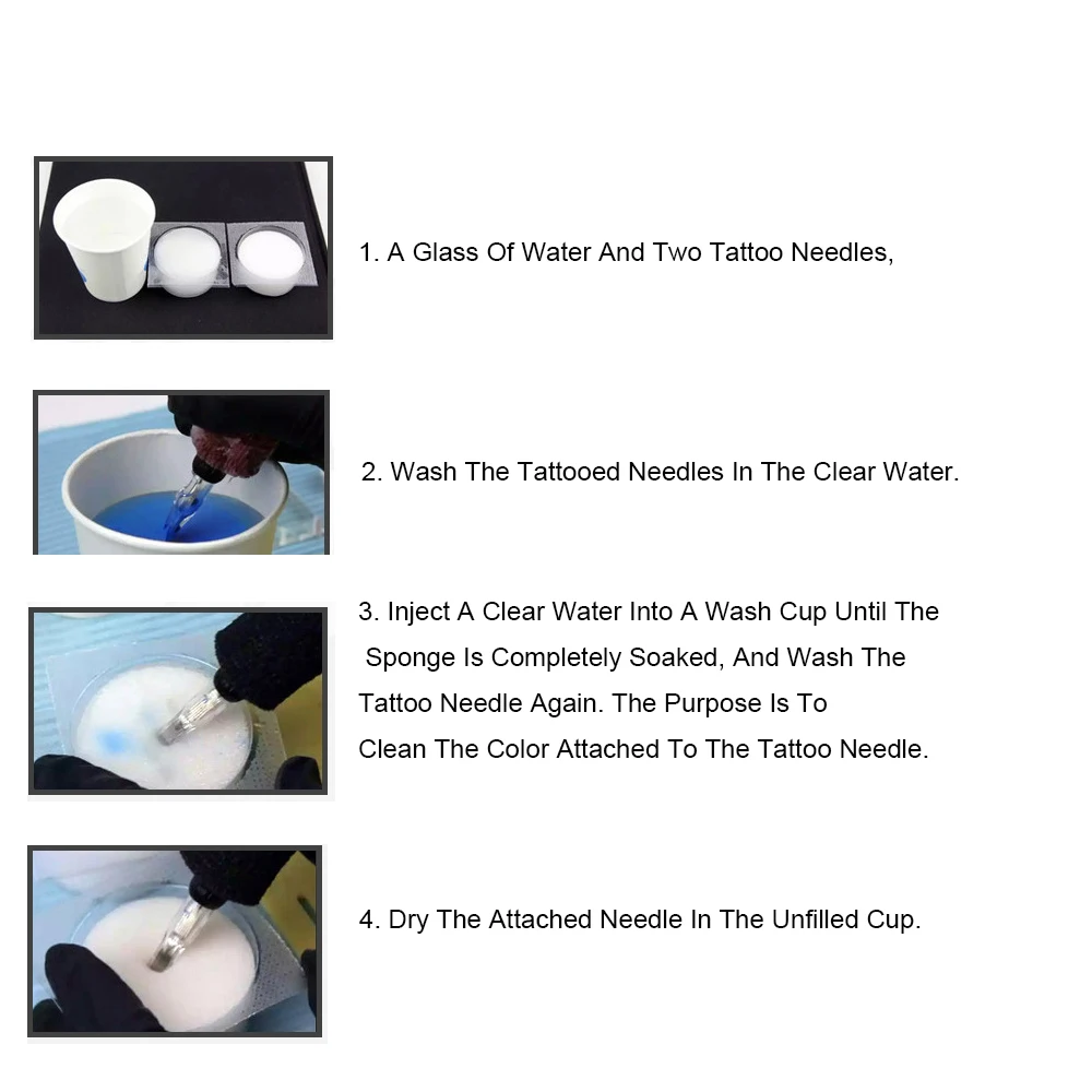 Qink Disposable Tattoo Needle Dip Foam Cleaning Cup Sterilized Tattoo Supplies Accessories 24pcs/Box