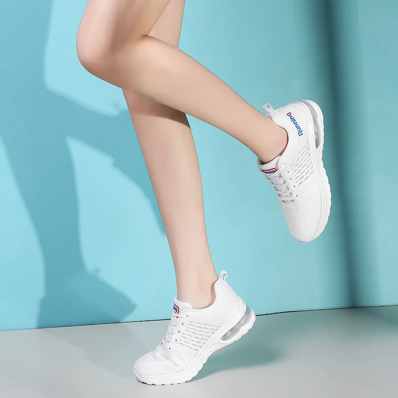 

autuspin Light Weight Running Shoes Women Breathable Air Mesh Knitted Fabric Cushioning Women's Sneakers Trainers Run Sport Shoe