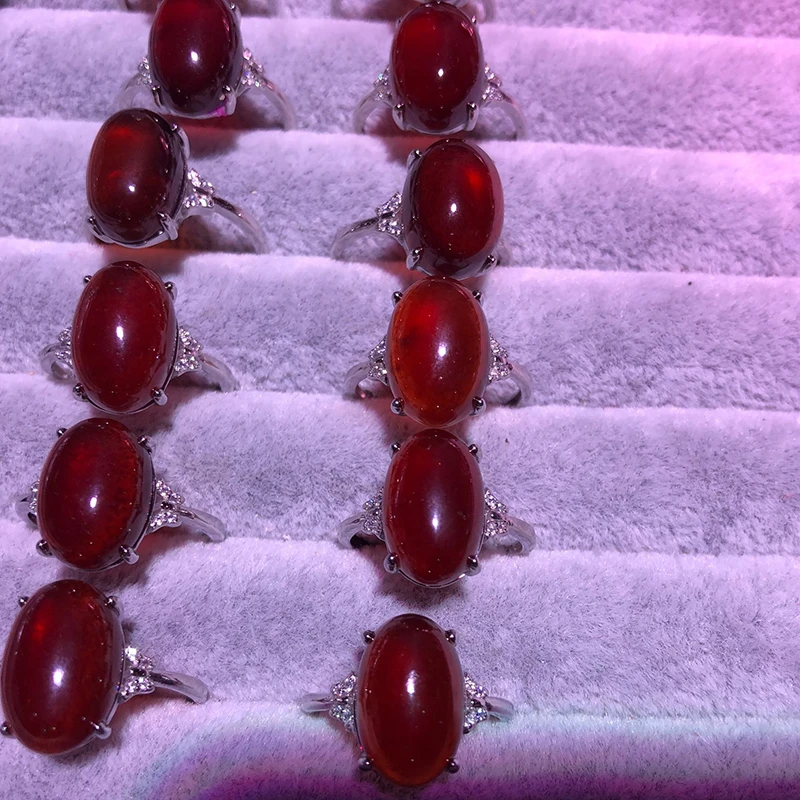 Natural Orange Wine Red Garnet Stone Rings finger ring silver ring wedding rings ring set couples rings wedding ring Mosaic Ring Simple For Women Girl Gift Beauty Crystal Ring Jewelry
