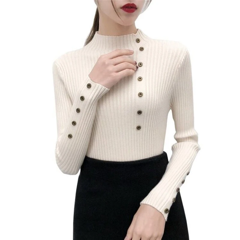 New Women Knitted Sweater Autumn/Winter Half-High Collar Slim Long-Sleeved Base Hood Sweater Outerwear Women Casual 2019 New Women Knitted Sweater Autumn/Winter Half-High Collar Slim Long-Sleeved Base Hood Sweater Outerwear Women Casual 2019
