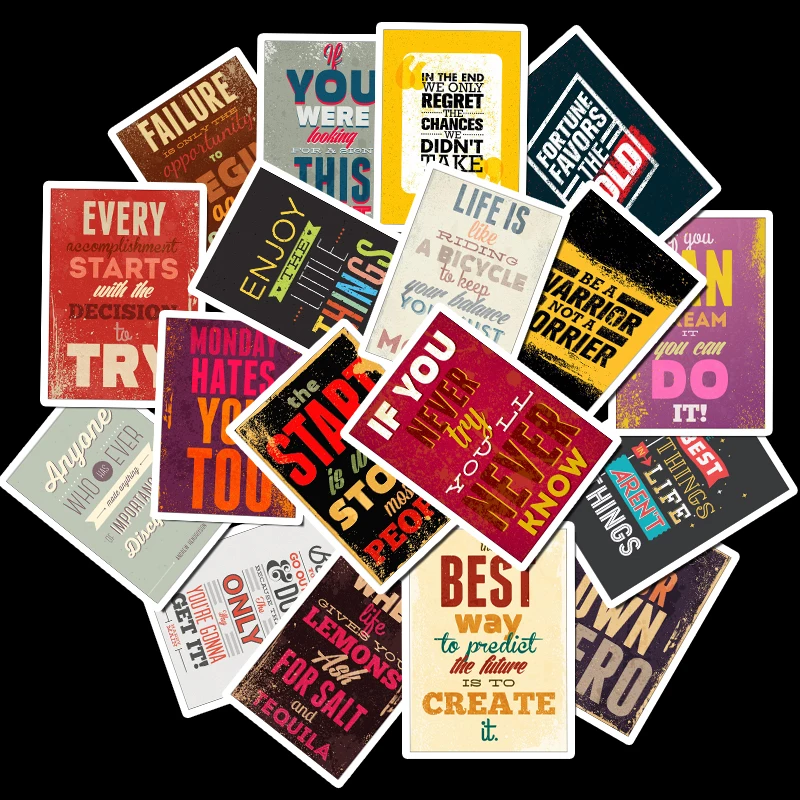 

25pcs/Pack Motivational Typography Life Quotes Retro Stickers for kids notebook diary decal laptop bedroom wall stickers