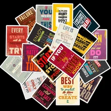 25pcs/Pack Motivational Typography Life Quotes Retro Stickers for kids notebook diary decal laptop bedroom wall stickers