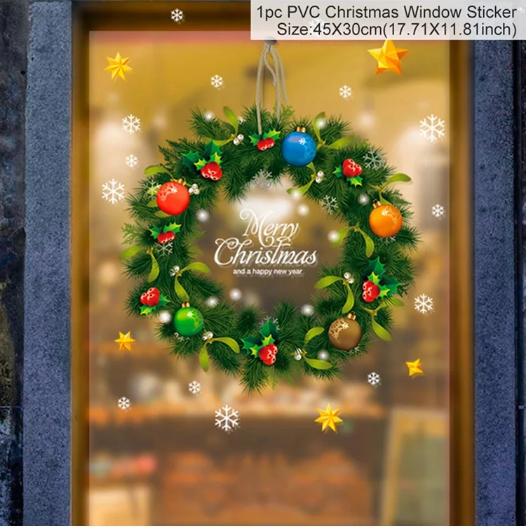 Рождественские наклейки на окна, ПВХ, Рождественское украшение для дома Noel Natal Navidad, Рождественский Декор,, подарок на год - Цвет: Window sticker 9