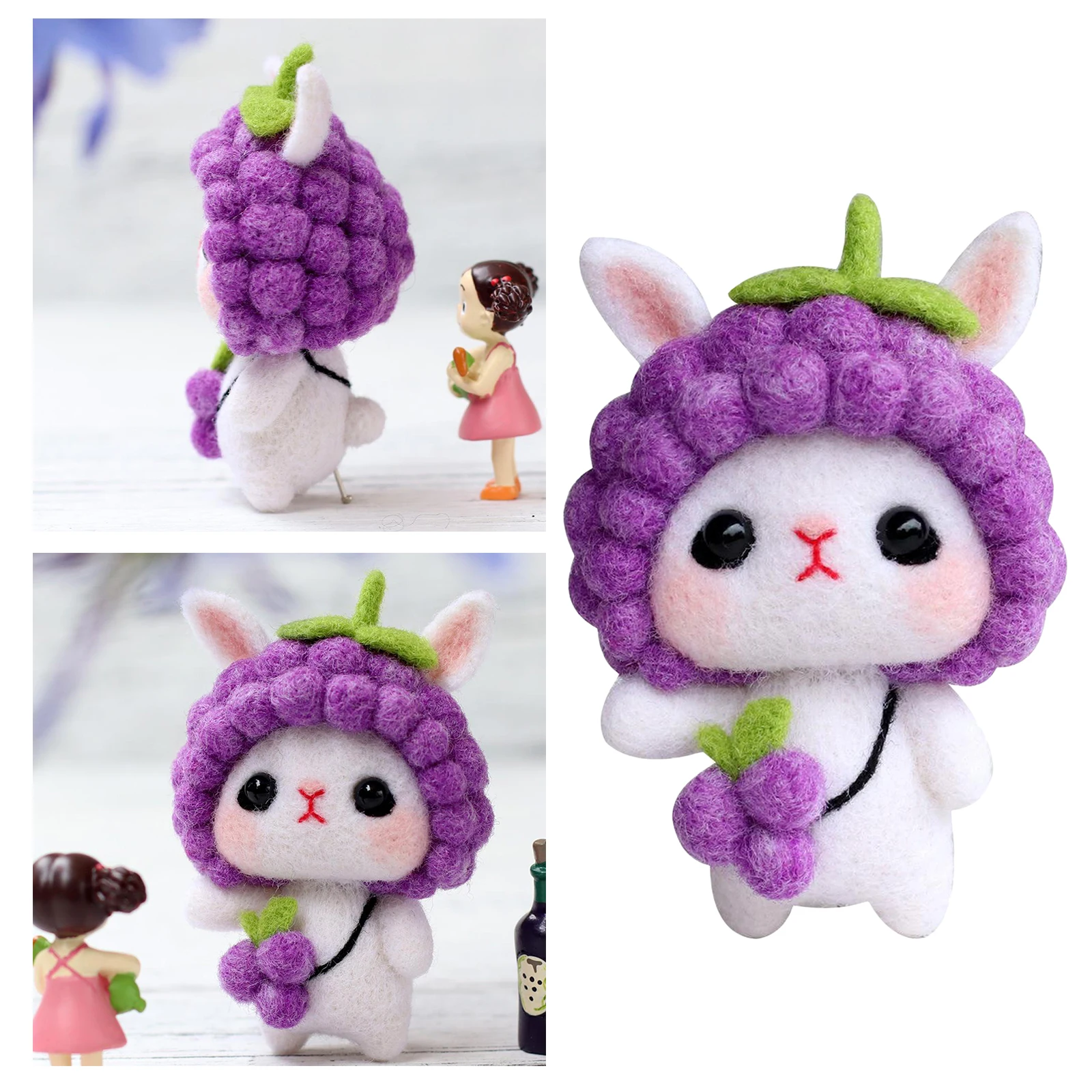 Woolen Needle Felt Kits for Beginners Handmade Cute Animal Rabbit Felt