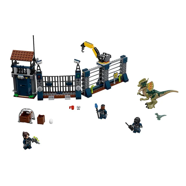 2021 Jurassic World Dilophosaurus Outpost Attack Tracker Baby Dinosaur Model Building Blocks Toys Bricks Compatible with
