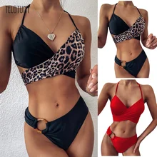 TELOTUNY – Bikini à boucle pour femmes, maillot de bain Bandage Sexy, Patchwork, ensemble deux pièces, vêtements de plage, L618