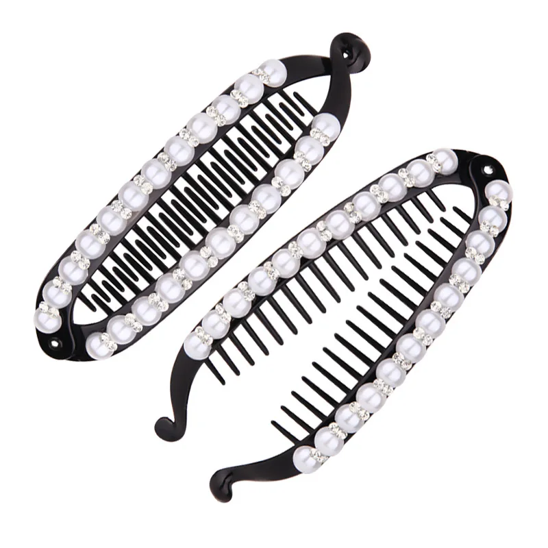 

Hair Claws Clip Fish Shape Banana Barrettes Black Pearls Hairpins Hair Accessories For Women Hair Clip Clamp ACC58