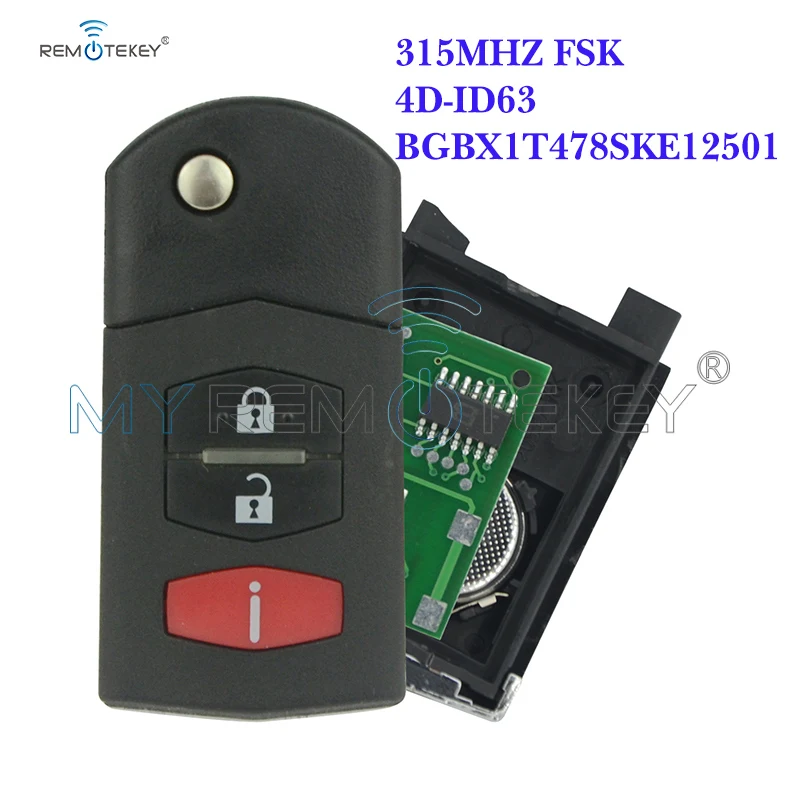 Remtekey BGBX1T478SKE12501 Flip car key smart 2 button with panic 315Mhz for Mazda 3 5 6 | Автомобили и мотоциклы