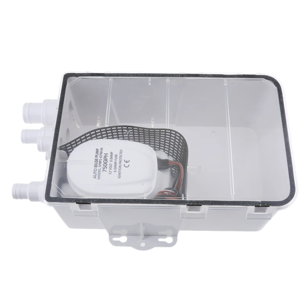 12V 600GPH Shower Sump Pump System Auto Bilge/Drain Box For Boat