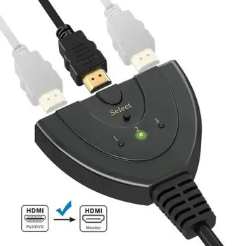 

Mini 3 Port HDMI Splitter Adapter Cable 1.4b 4K*2K 1080P Switcher HDMI Switch 3 in 1 out Port Hub for HD-DVD HDTV Xbox PS3