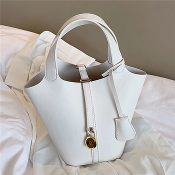 

Fashion Women Handbags PU Leather Bucket Bag Luxury Ladies Shoulder Bag All Match Female Cell Phone Holder PU Tote Shoulder Bag