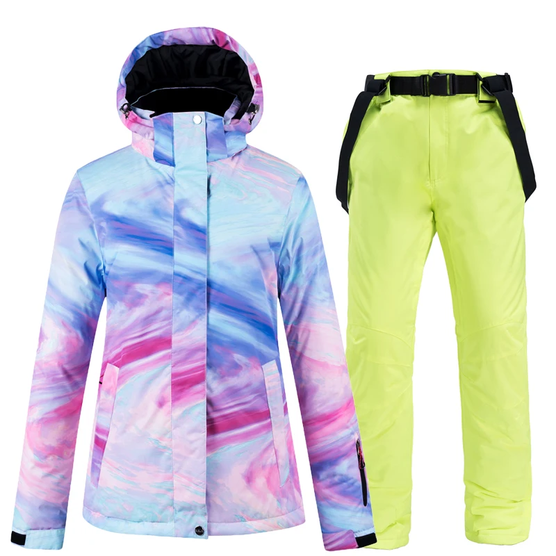 Новая женская лыжная куртка, лыжные штаны, женская зимняя теплая ветрозащитная Водонепроницаемая спортивная куртка для сноубординга, брендовая лыжная куртка, лыжный костюм - Цвет: color08