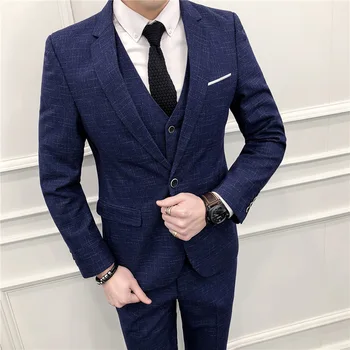 

BO 2020 product lines to cultivate one's morality suit men plaid three-piece suit the groom's best man fashion dress