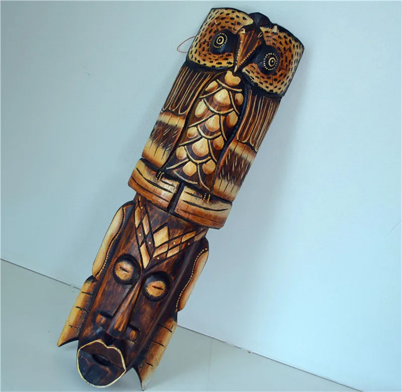50cm African Exotic Stippling Face Mask Wall Hanging European Style Room TV Wall Decoration Bar Solid Wood Carving Mask R3362
