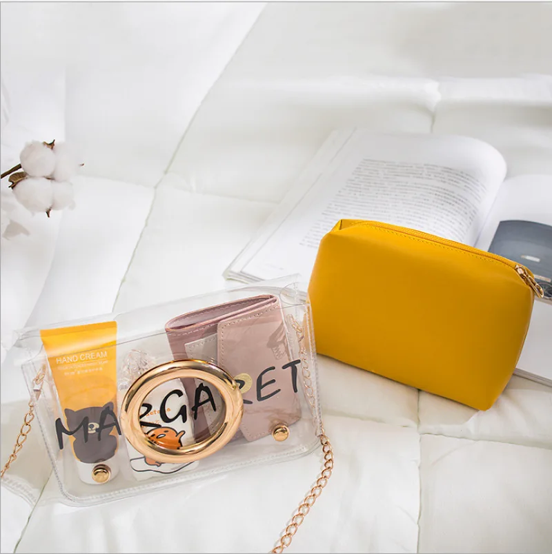 

Fashion Circle Gel Bag 2019 Korean-style New Style Fashion Transparent Lettered Packet Chain Terms Shoulder WOMEN'S Bag Fashion