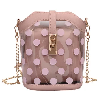 

New Transparent Ladies Shoulder Bag Composite Beach Bag Waterproof Transparent Wave Point Main Bag Pink