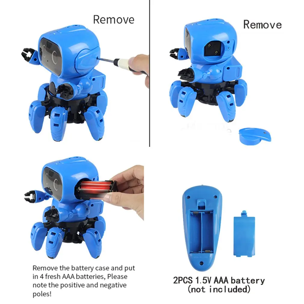 Smart Induction 6-Legged Electric RC Robot DIY Unassembled Kit Gesture Sensor Obstacle Avoidance Kids Remote Control Toys