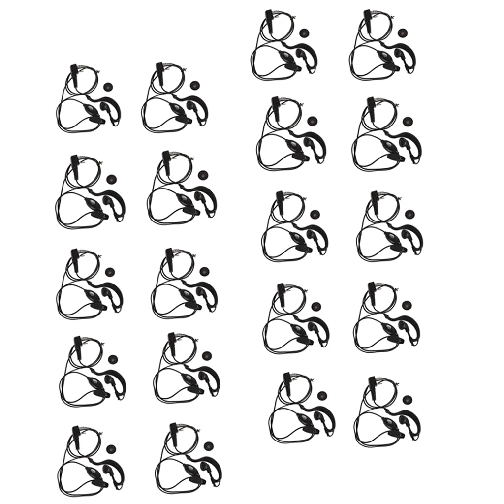 20 Pieces G Type Soft Ear Hook Earpiece Headset with Push to Talk and Microphone for Linton Walkie Talkie