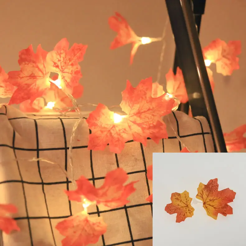 Two Red Diwali светильник, гирлянда, светодиодный светильник для патио, с кленовыми листьями, для спальни, цепь лампы, для праздничного салона, вечерние украшения, для лестницы, осень - Испускаемый цвет: Two Red