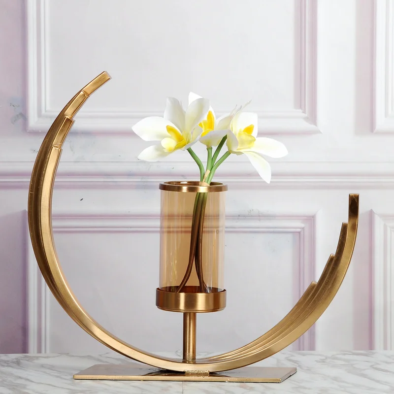 

Современная ваза, металлический золотой подсвечник, ветрозащитные скандинавские свечи, украшения для дома, гостиной, цветов, подарок