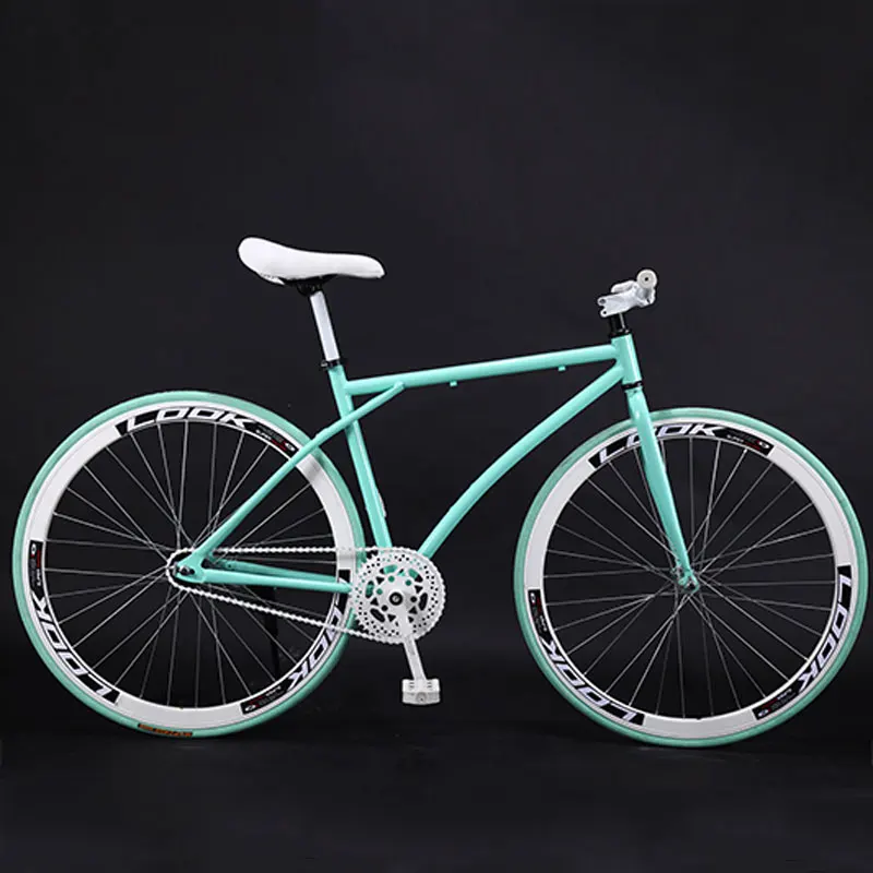 Bicycle Road Bike Fixed Gear Adult Men and Women Models Racing Solid Tire Single Speed Students New Cool - Цвет: Light green