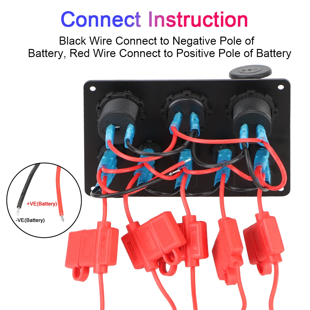 24V 12V Schalter Panel 5 Tasten USB Ladegerät Auto Licht Toggle