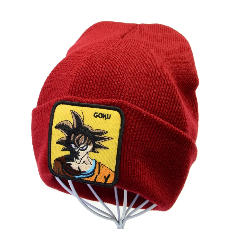 Dragon Ball Z GOKU Beanie Hat Япония Аниме Сон Гоку вязанная шапка с вышивкой унисекс зимний теплый для катания на лыжах Шапки Крючком Эластичная зимняя шапка - Цвет: Красный