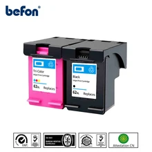 Befon 62XL cartucho de tinta Compatible para HP 62 XL funciona con HP Envy 5540, 5640, 7640, 5646, 5541, 5740, 5742, 5745, 200, 250 impresora