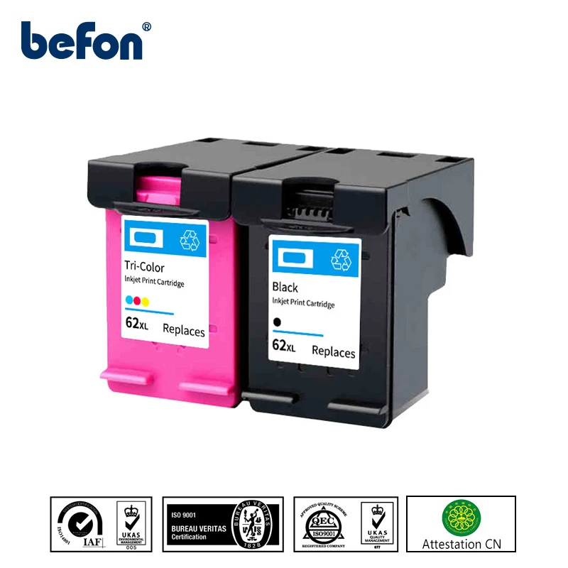 befon 62XL Ink Cartridge Compatible for HP 62 XL Works with  HP Envy 5540 5640 7640 5646 5541 5740 5742 5745 200 250 printer