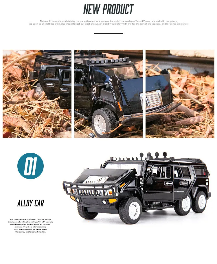 Diecasts& Toy Vehicles 6 Wheels Hummer 1:32 модель автомобиля из металлического сплава SUV Simulation Pull Back игрушки для детей Подарки для детей