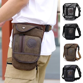 

Men Canvas Waist Drop Leg Bag Multi-pocket Zipper for Outdoor Climbing Cycling H66
