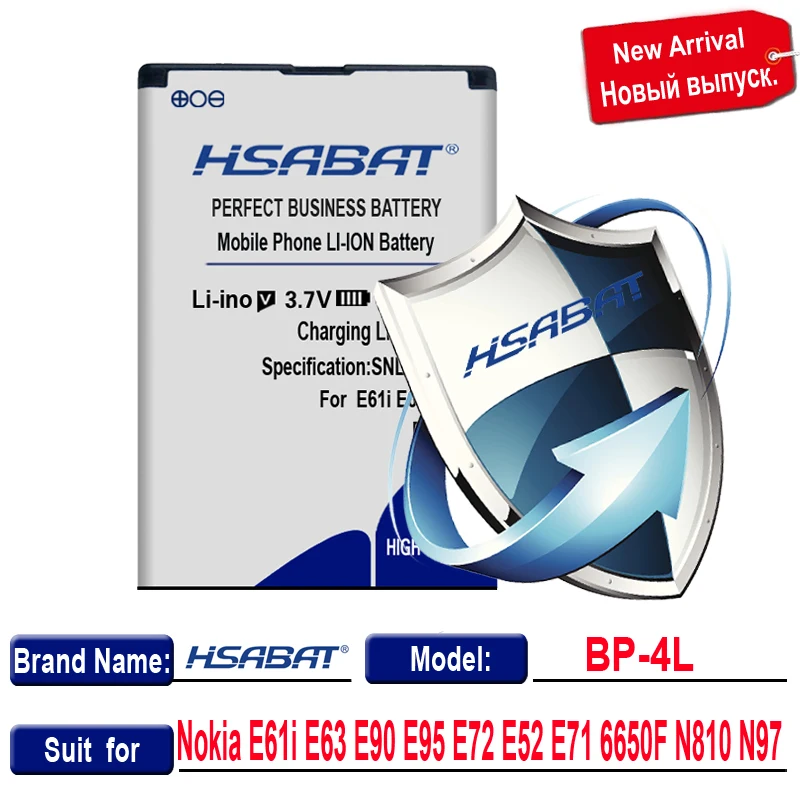 HSABAT 3700 мА/ч, BP-4L BP4L BP 4L батарея для Nokia E61i E63 E90 E95 E72 E52 E71 6650F N810 N97 аккумулятор высокого качества