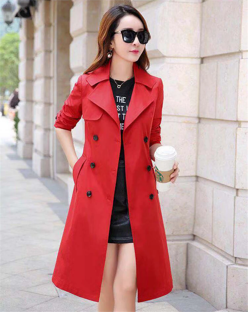 Spring/autumn New Women's Casual trench coat oversize Double Breasted Vintage with belt woman clothes Outwear slim Clothing