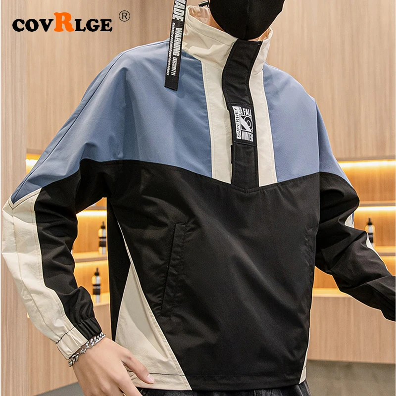 

Covrlge Streetwear Casual Men Jacket Coat Patchwork Windbreaker Mens Bomber Jacket Spring Autumn Male Overcoat MWJ184