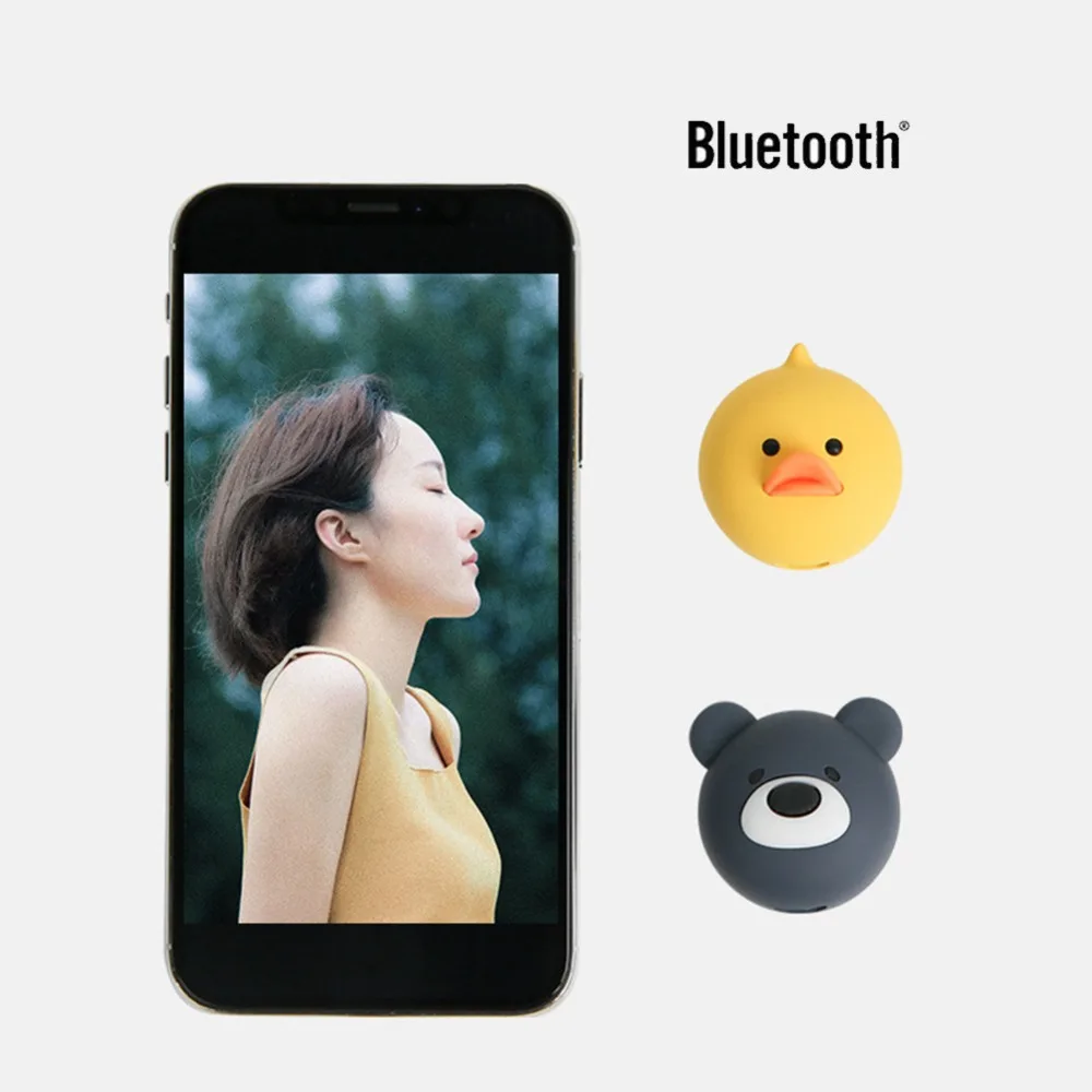 Мини милый Bluetooth Беспроводной Bluetooth пульт дистанционного спуска затвора Камера телефон селфи затвор с поддержкой Таймер мультфильм дистанционного Управление для IOS и Android
