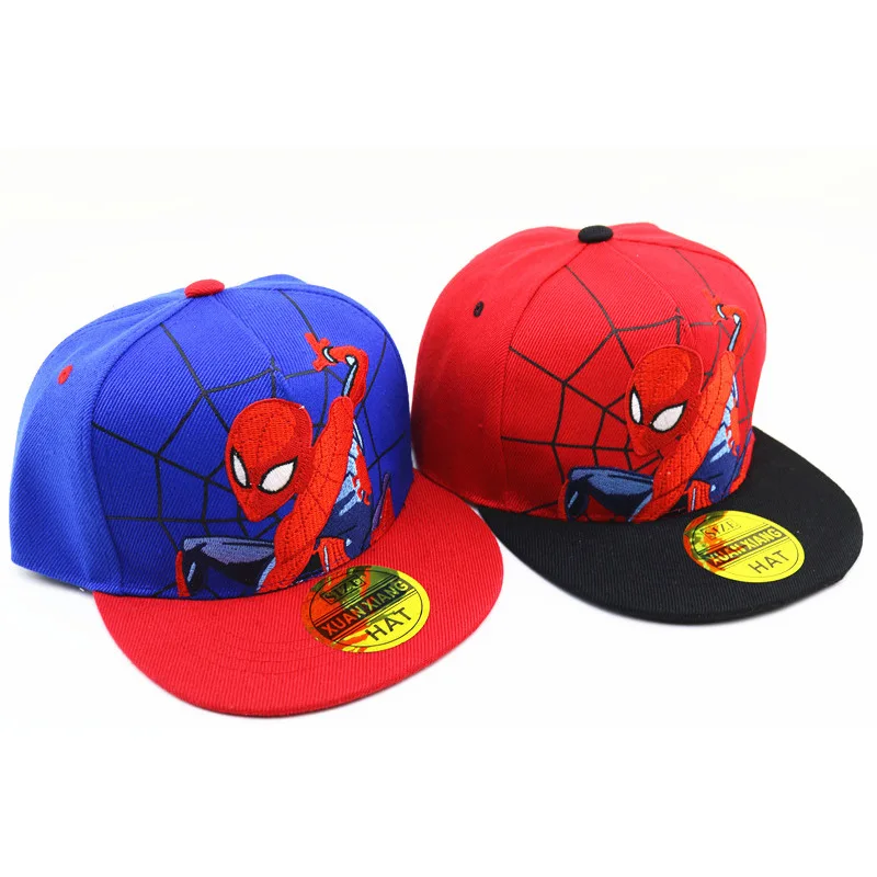 Детские бейсболки эластичные для мальчиков и девочек Шапки 3D вышивка "Человек-паук" бейсболка детская в стиле «хип-хоп» с рисунком для мальчиков, шляпы кепки от солнца колпачки