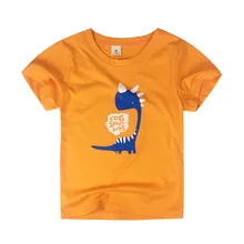 Летняя новая Стильная хлопковая Детская футболка с перекрестной каймой детская камуфляжная футболка с короткими рукавами и рисунком динозавра