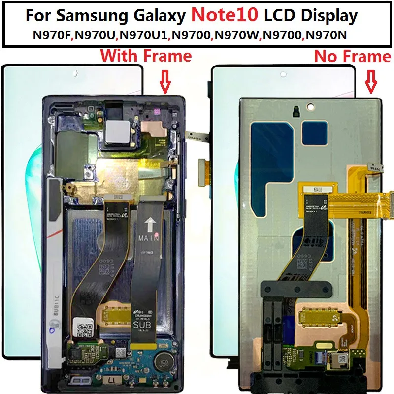 Для samsung Galaxy Note 10 lcd N970F N9700 с рамкой дисплей сенсорный экран дигитайзер для samsung note10+ lcd N975 N9750/DS