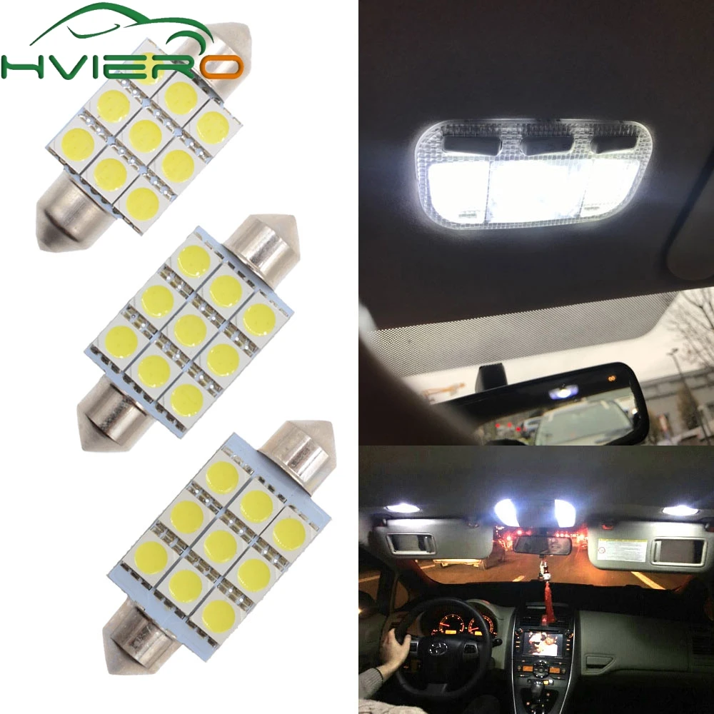 1 шт. белый C5W C10W 5050 SMD 9 светодиодный 36 мм 39 41 DC 12 В авто светильник Купол гирлянда