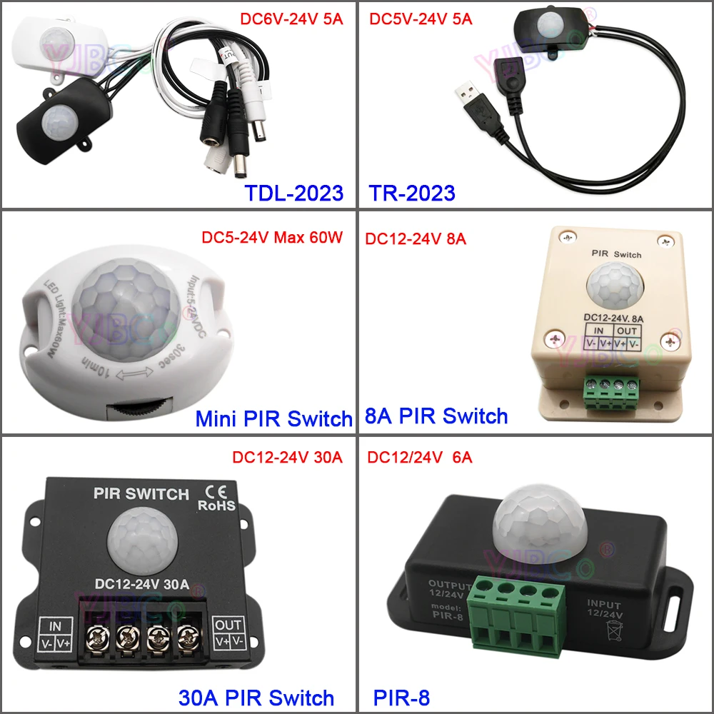 

DC 5V 12V 24V Body Infrared PIR Switch Motion Sensor Human Motion Sensor Detector LED Strip Light Lamp Switch Automatic