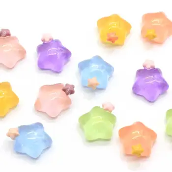 

20/100pcs Multi Color Star Resin Earring Bracelet Charmer Flat back Cabochon For Key Chain Decorations Fridge Decoration
