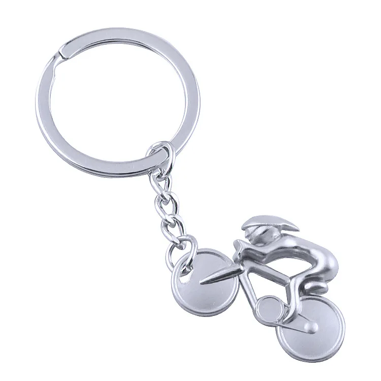 New Metal Sporty Man Road Bicycle Figure Keychains Keyring Trinket Souvenirs Creative For Bike Cycling Lover Biker Key Chain