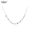 Lokaer Trendy Bohemia Stainless Steel Colorful CZ Crystal Choker Necklace Beach Jewelry Pendant Chain Necklace For Women N19125 ► Photo 1/6