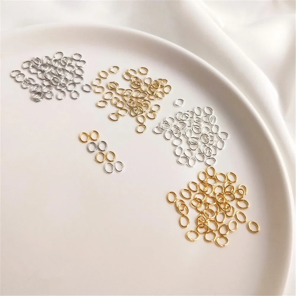 14K titanium ladle gold oval ring 18K gold open single loop DIY bracelet accessory chain link ring