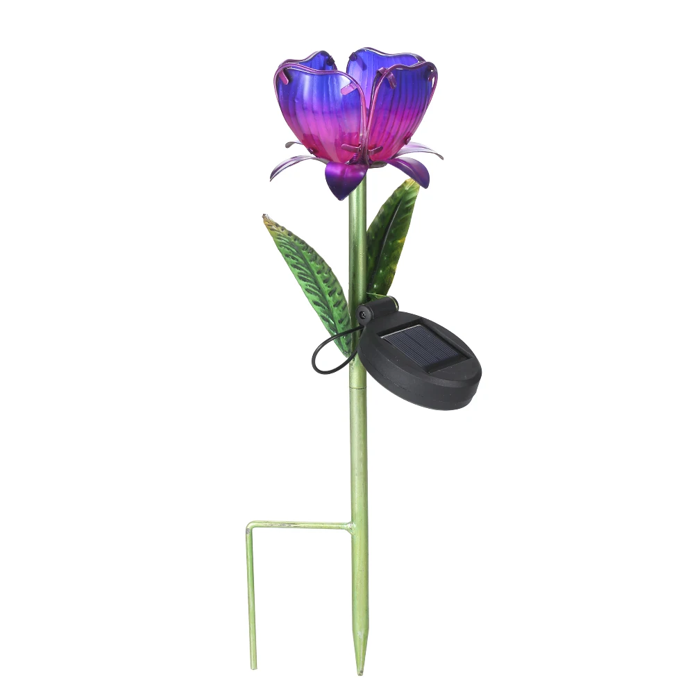 Purple warm white Солнечный свет СИД лужайка лампа декоративный Кол фонарь Водонепроницаемый Открытый Цветочные огоньки Ландшафтные лампы Солнечный сад свет - Испускаемый цвет: Purple warm white
