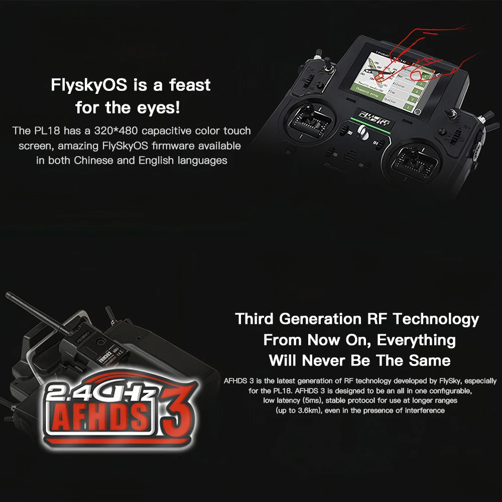 Flysky FS-PL18 Paladin 2,4G 18CH RC передатчик с FTr10 FTr16S приемник сенсорный экран для RC FPV гоночного дрона запчасти