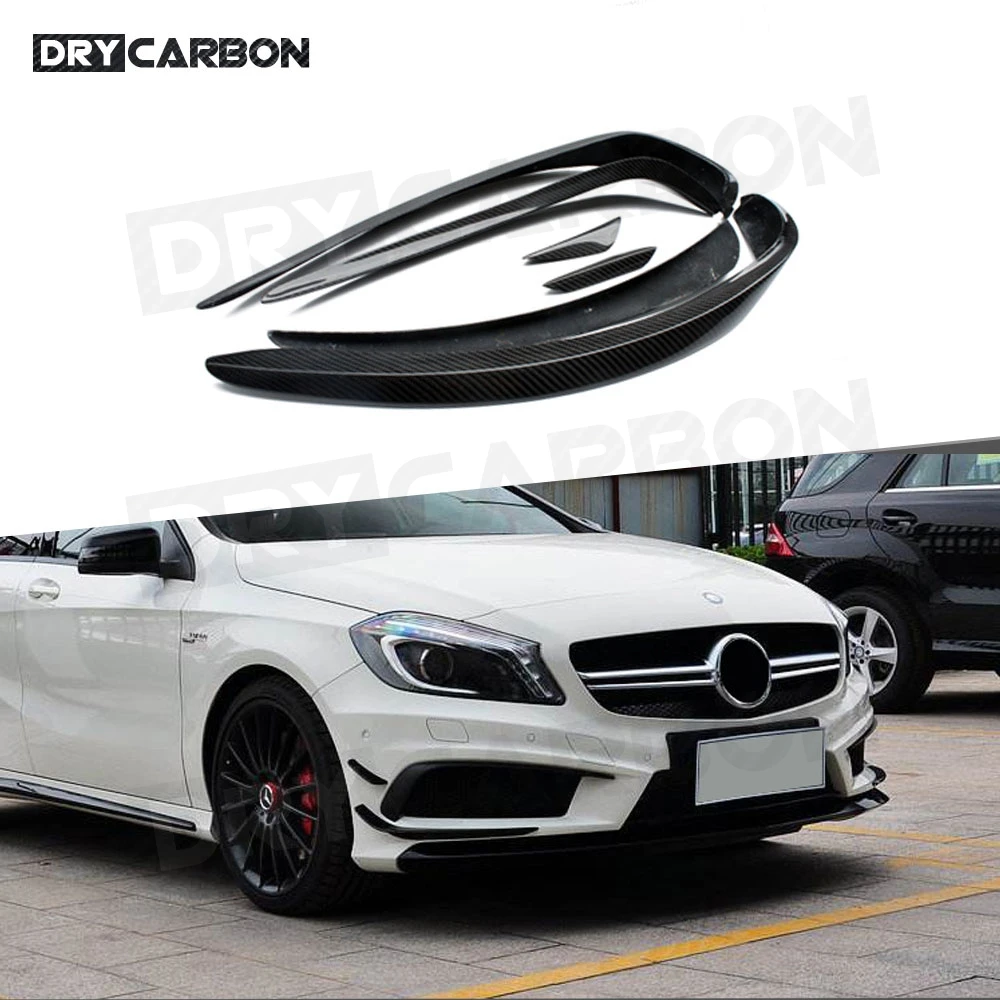 6 Pz/Set Fibra Di Carbonio W176 Paraurti Anteriore Canards Splitter Per Mercedes-Benz Classe A A160 A180 A45 Sport Amg 2013-2015