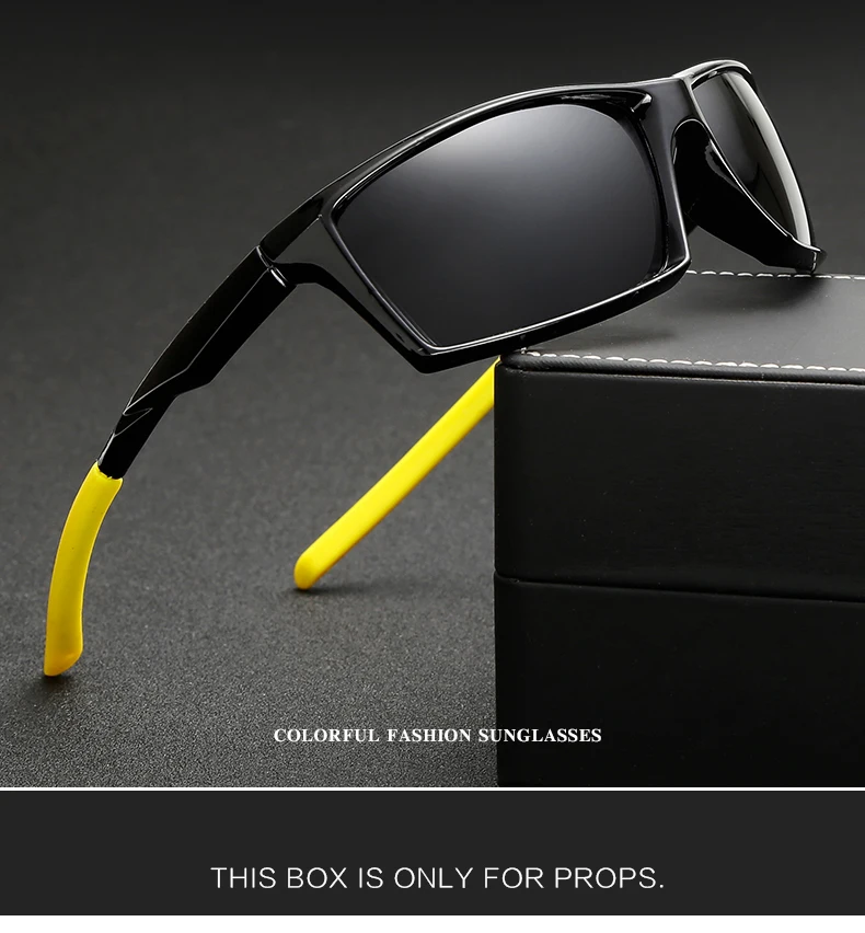 Квадратные модные солнцезащитные очки для рыбалки, поляризационные мужские спортивные очки, женские очки для ночного вождения, очки с чехлом, чехол